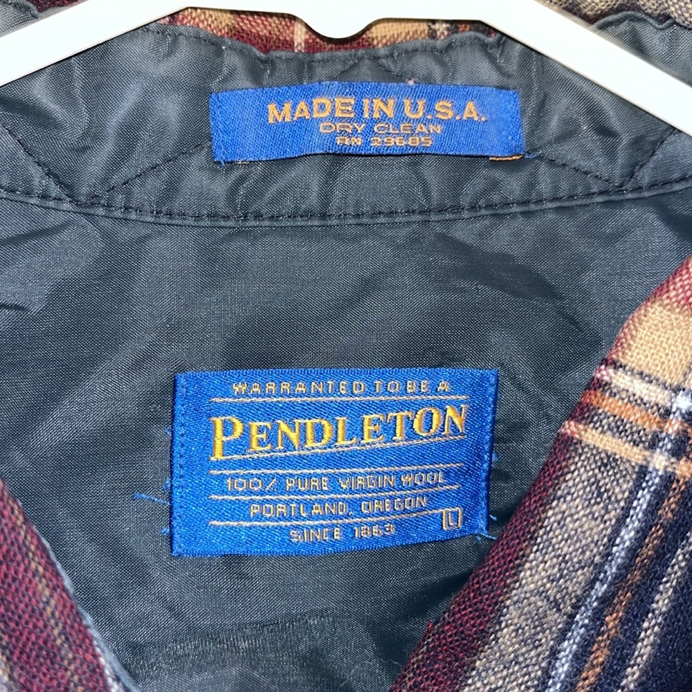 Pendleton Mens Button Down Wool Navy Burgundy Kha… - image 3